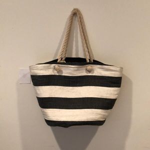 Striped Straw Tote